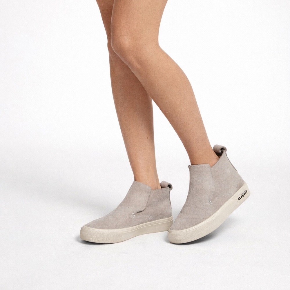 Seavees Huntington‎ Middie Suede Flat Slip On Shoes Cream Ivory Womens Size 8